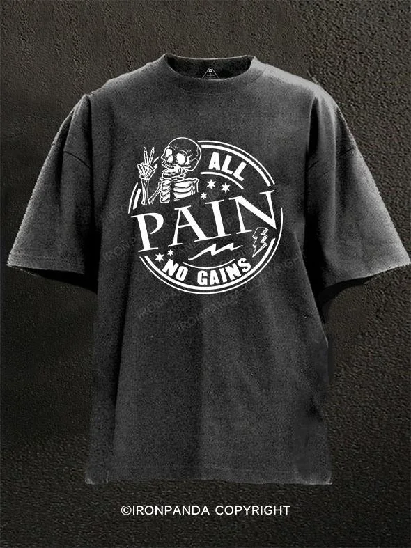 T-Shirt-Fleece-All Pain No Gains Washed Gym Shirt