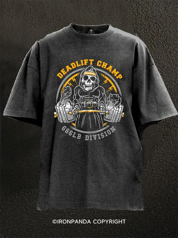 T-Shirt-Yellow-Deadlift Champ Washed Gym Shirt