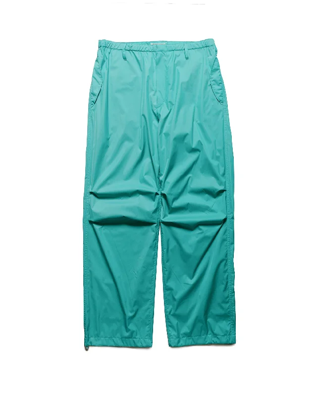 Pants-Flared-Auralee Hard Twist Polyester Satin Laminate Field Pants Turquoise Blue