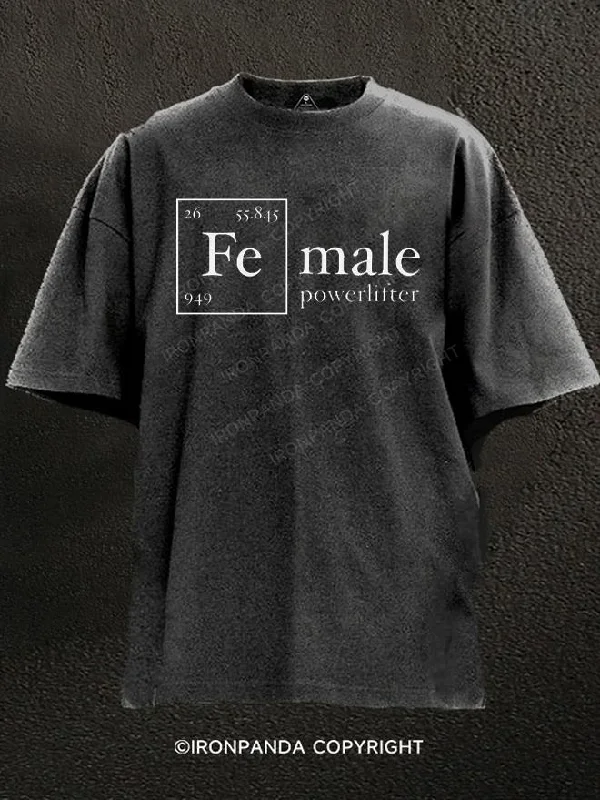 T-Shirt-Hip-Hop-Fe Powerlifter Washed Gym Shirt