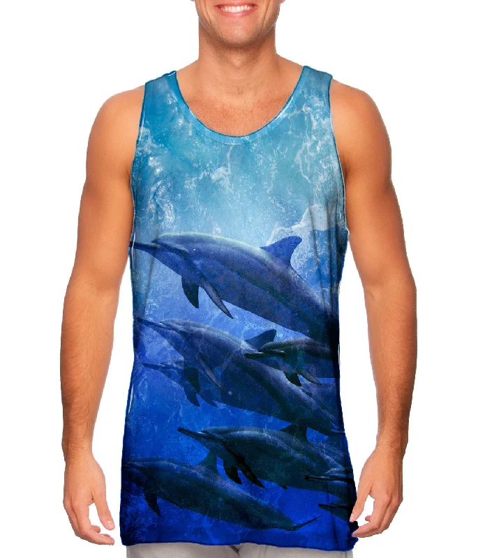 Tank-Top-Trendy-Blue Cool Dolphin