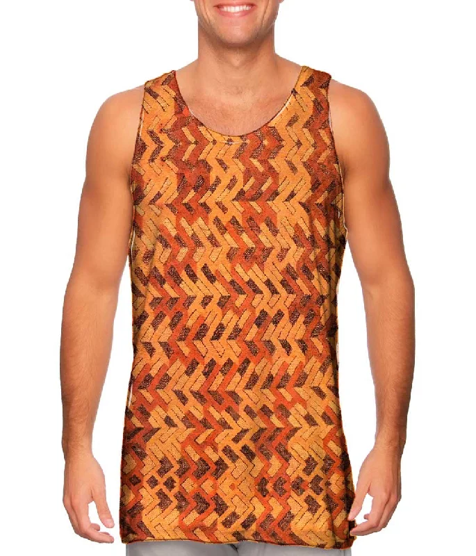 Tank-Top-Scoop-Neck-African Tribal Kuba Cloth Boomerang