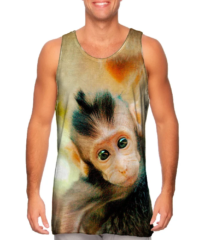 Tank-Top-Embroidered-Curious Baby Monkey