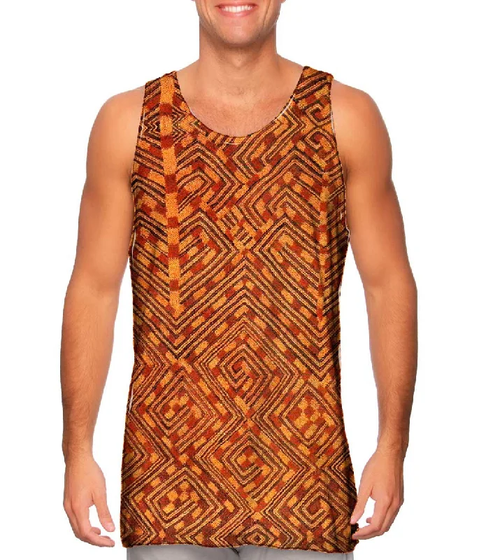 Tank-Top-Drawstring-African Tribal Kuba Cloth Snake