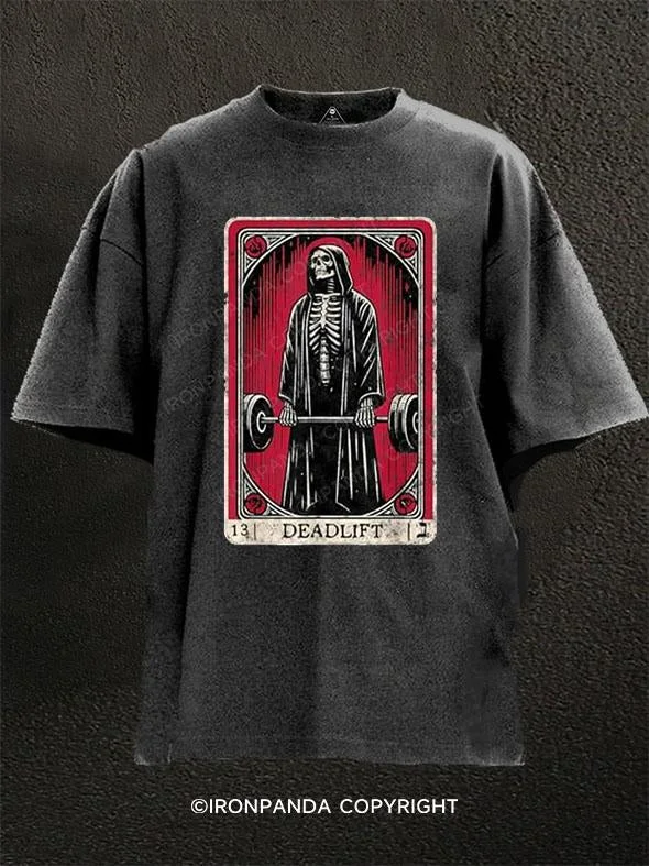 T-Shirt-Red-Deadlift Tarot Washed Gym Shirt