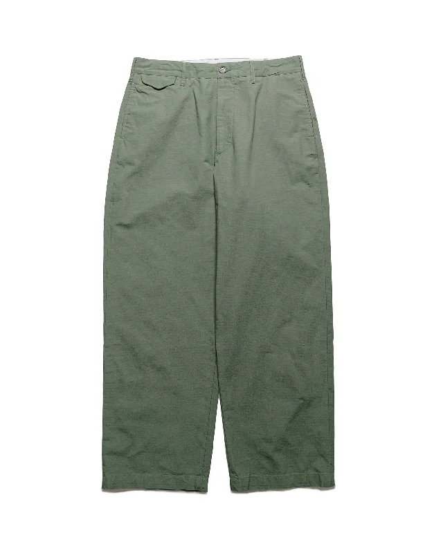 Pants-High-Waisted-Engineered Garments Officer Pant Olive Cotton Ripstop