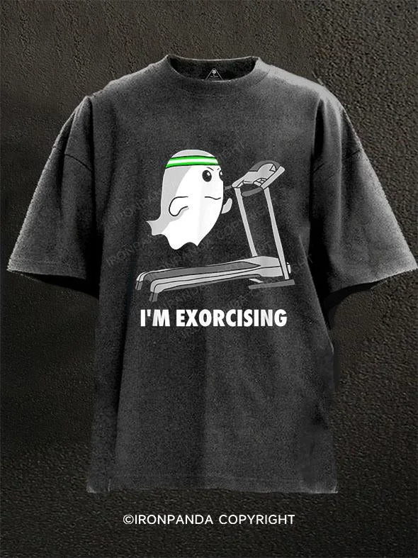 T-Shirt-Red-I'M EXORCISING Washed Gym Shirt