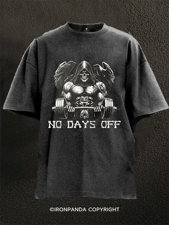 T-Shirt-Grey-NO DAYS OFF Washed Gym Shirt