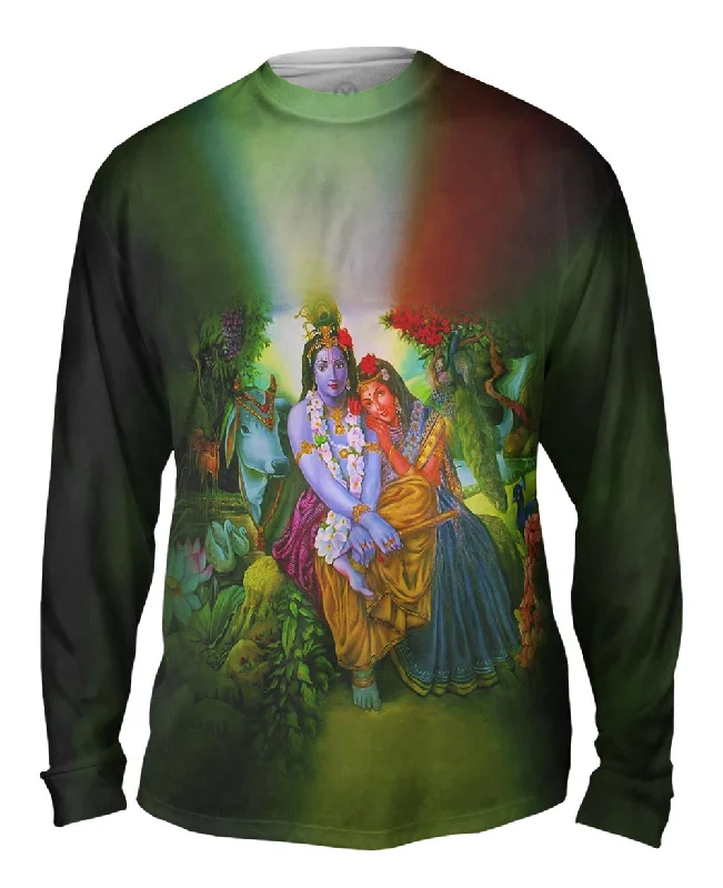 Long-Sleeve-Performance-Hindu God - "Radha Krishna In The Garden"