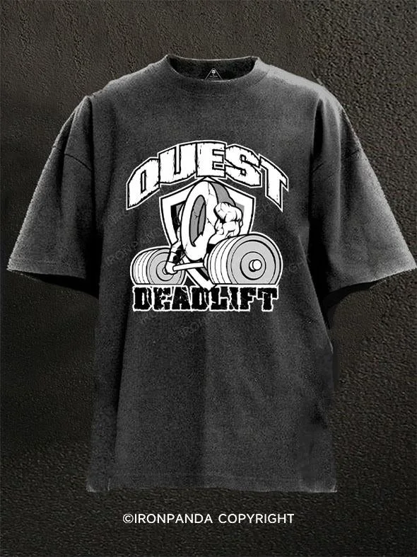 T-Shirt-Hooded-QUEST DEADLIFT Washed Gym Shirt