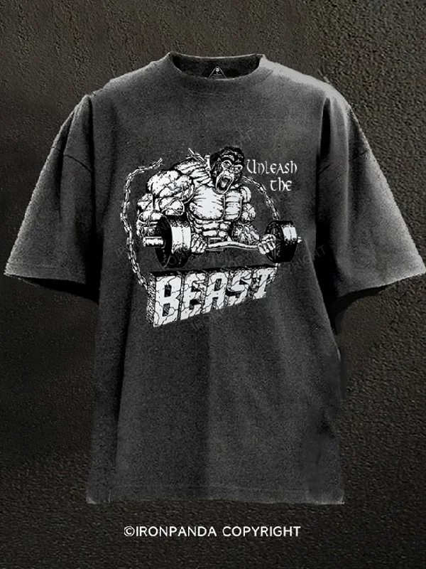 T-Shirt-Outdoor-unleash the beast Gorilla Washed Gym Shirt