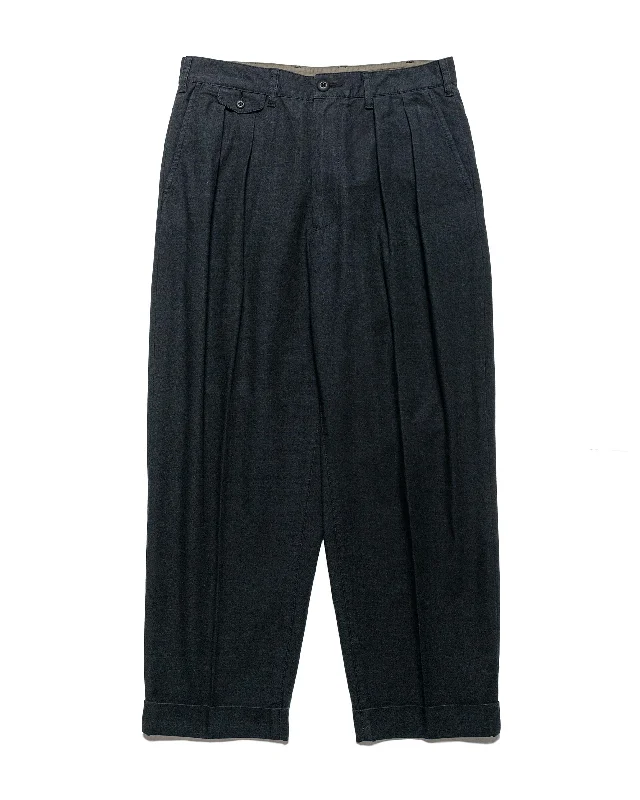 Pants-Track-Beams Plus Lost & Found 2Pleats Cotton Ripstop Black