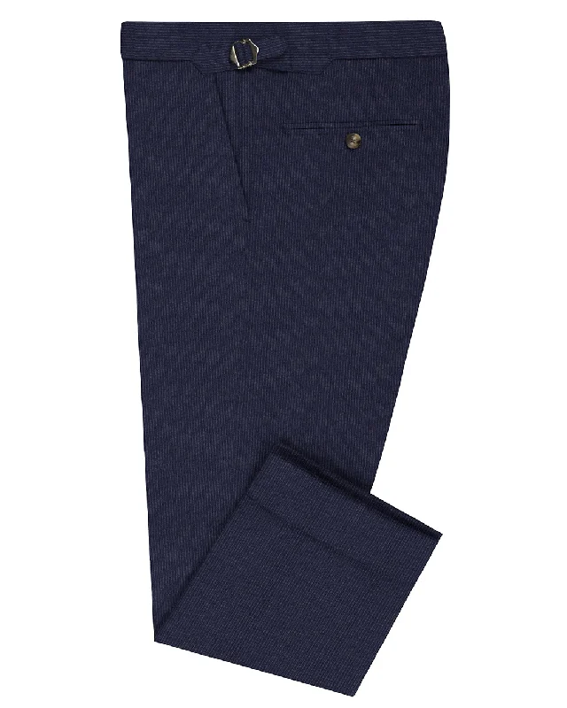 Pants-Tactical-Vitale Barberis Canonico- 120s White Pin Stripes On Navy Flannel