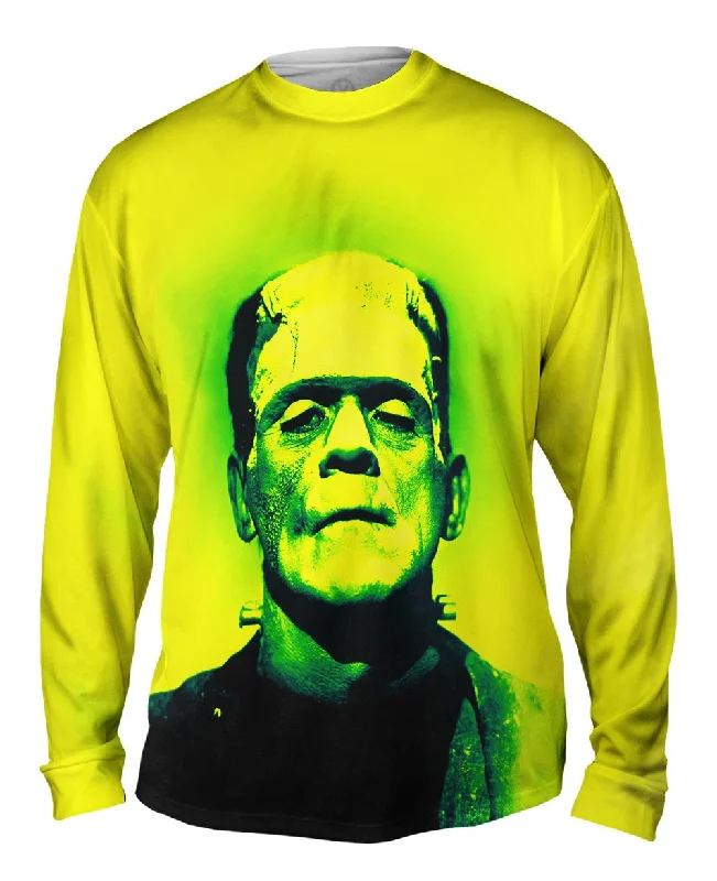 Long-Sleeve-Slim-Fit-Popart Frankenstein Monster Yellow And Green