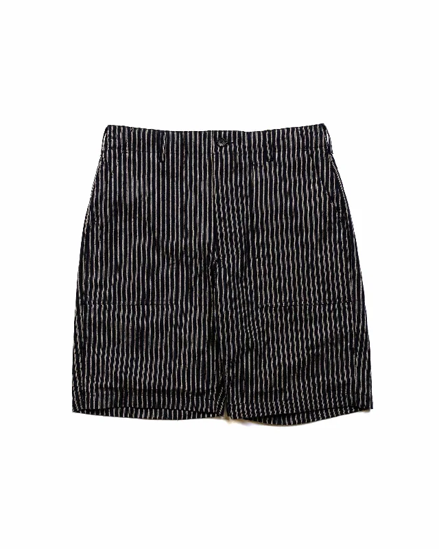 Shorts-Beige-Engineered Garments Fatigue Short Navy/Grey LC Stripe