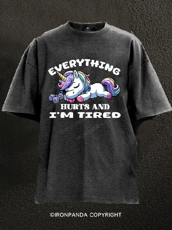 T-Shirt-Striped-EVERYTHING HURTS AND I'M TIRED Washed Gym Shirt