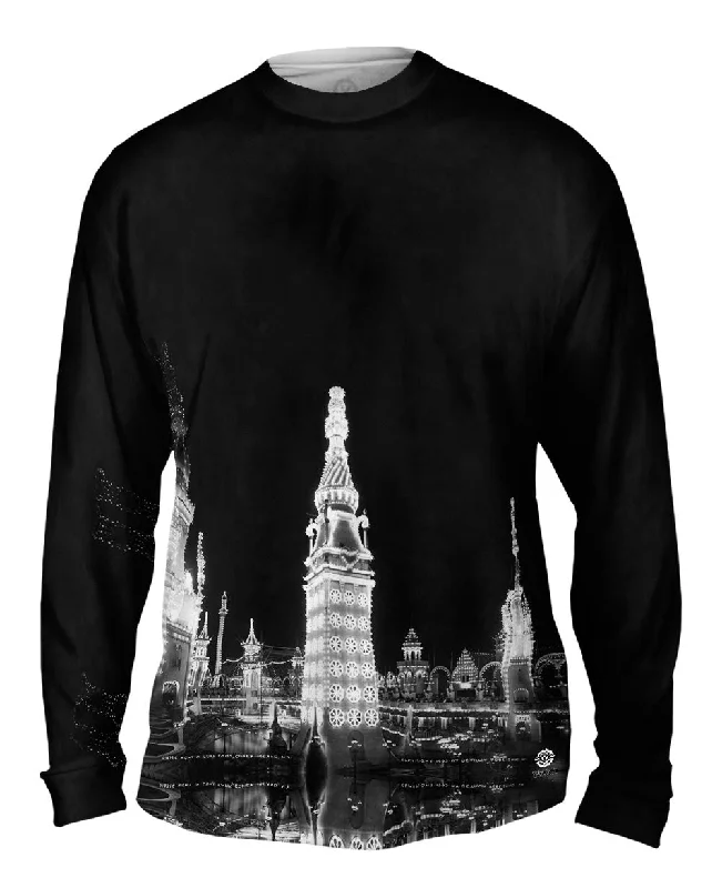 Long-Sleeve-Casual-Luna Park At Night Coney Island New York 1905