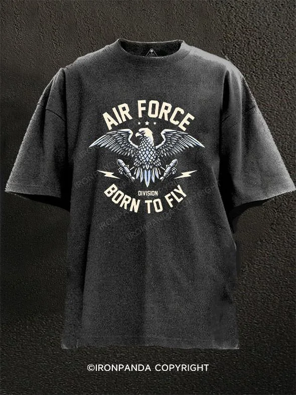 T-Shirt-Modern-AIR FORCE DIVISION BORN TOO FLY Washed Gym Shirt