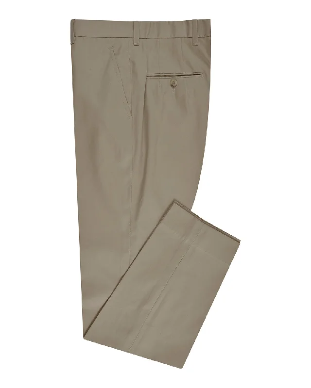 Pants-Outdoor-Beige Cotton Twill Dress Pant