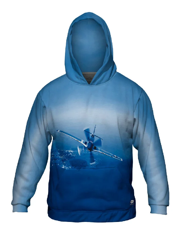 Hoodie-Washable-P 51 Mustang Plane Navy