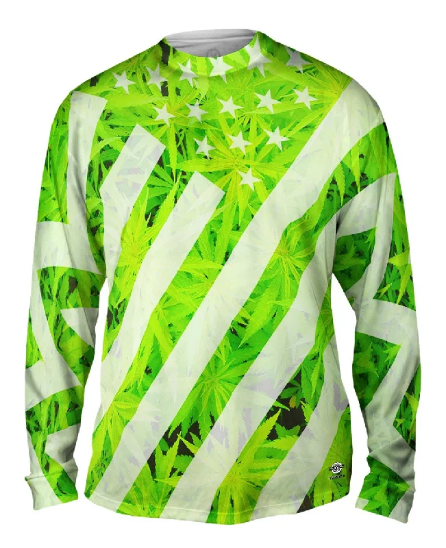 Long-Sleeve-Printed-Marijuana Flag Usa