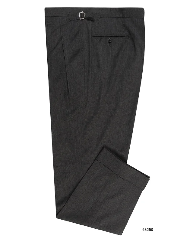 Pants-Solid-Color-Washable Wool Pants: Dark Grey High Waisted Pant