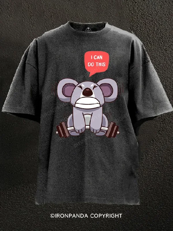 T-Shirt-Regular-Fit-Koala Are Weightlifting Washed Gym Shirt