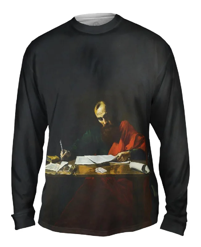 Long-Sleeve-Embroidered-Valentin De Boulogne - "Saint Paul Writing His Epistles" (1620)