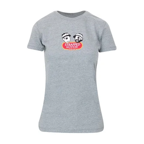 T-Shirt-Slim-Fit-Ladies Strapped Baltimore T-shirt | Heather Grey