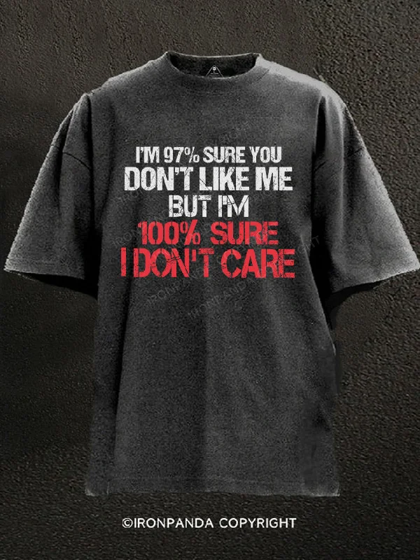 T-Shirt-Camping-100% Sure I Don't Care Washed Gym Shirt