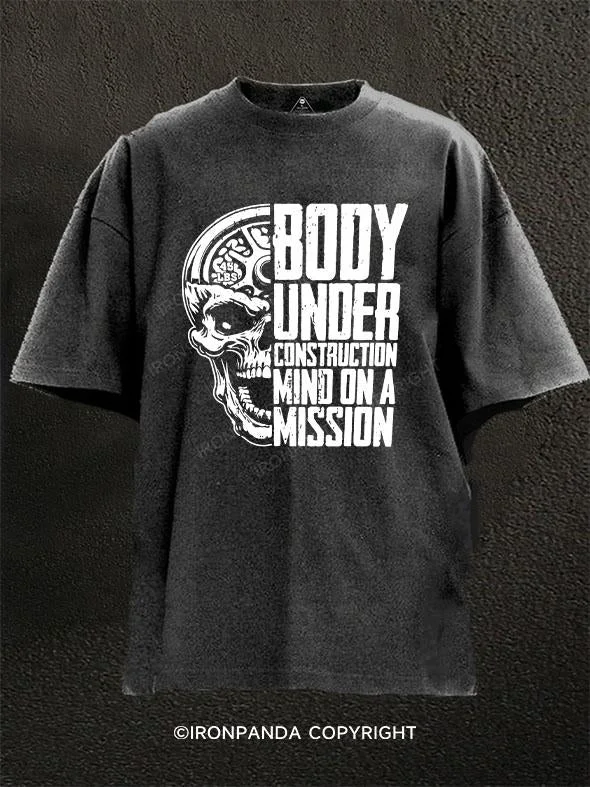 T-Shirt-Button-Up-BODY UNDER CONSTRUCTION MIND ON A MISSION Washed Gym Shirt