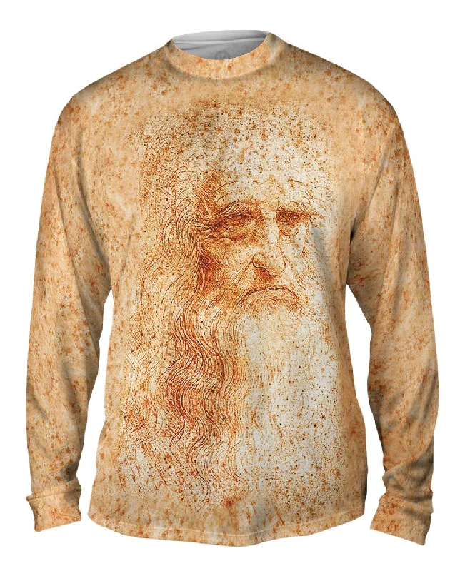 Long-Sleeve-Scoop-Neck-Leonardo Da Vinci - "Self Portrait In Red Chalk" (1512)