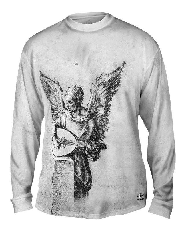 Long-Sleeve-Training-Albrecht Durer - "Winged Man In Idealistic Clothing Playing a Lute" (1497)