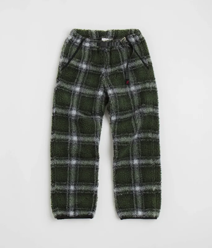 Pants-Combat-Gramicci Shadow Plaid Sherpa Pants - Olive Shadow Plaid