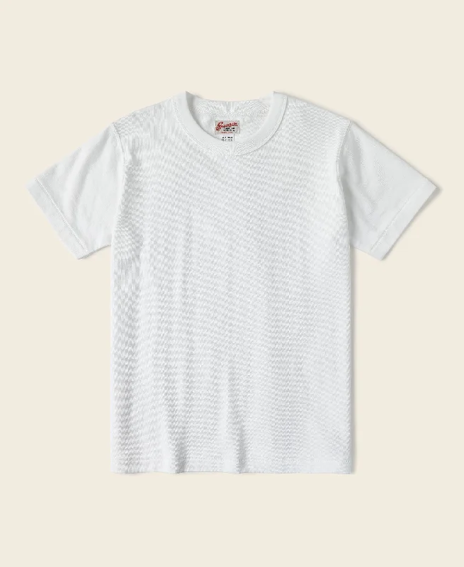 T-Shirt-Checked-Loopwheel Tubular Athletic T-Shirt - White