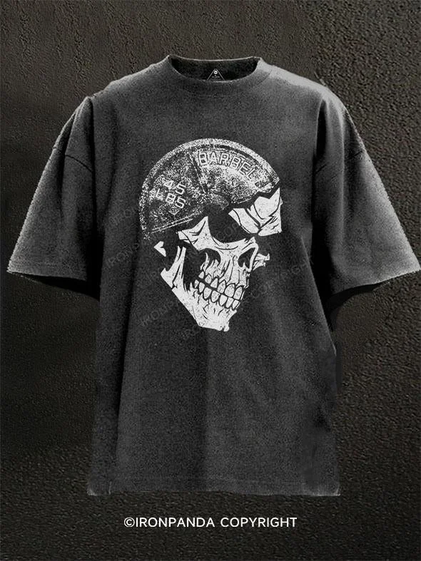 T-Shirt-Classic-Skull Barbell Washed Gym Shirt