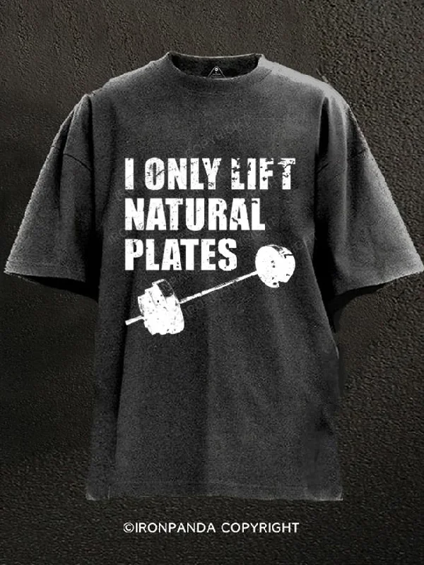 T-Shirt-V-Neck-I Only Lift Natural Plates Washed Gym Shirt