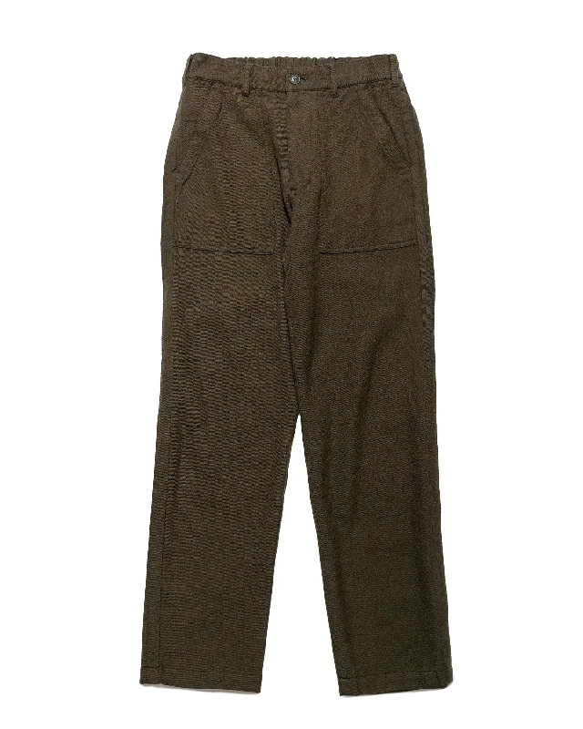 Pants-Running-Sage de Cret Wool Serge Tumbler Pegtop Baker Pants Olive