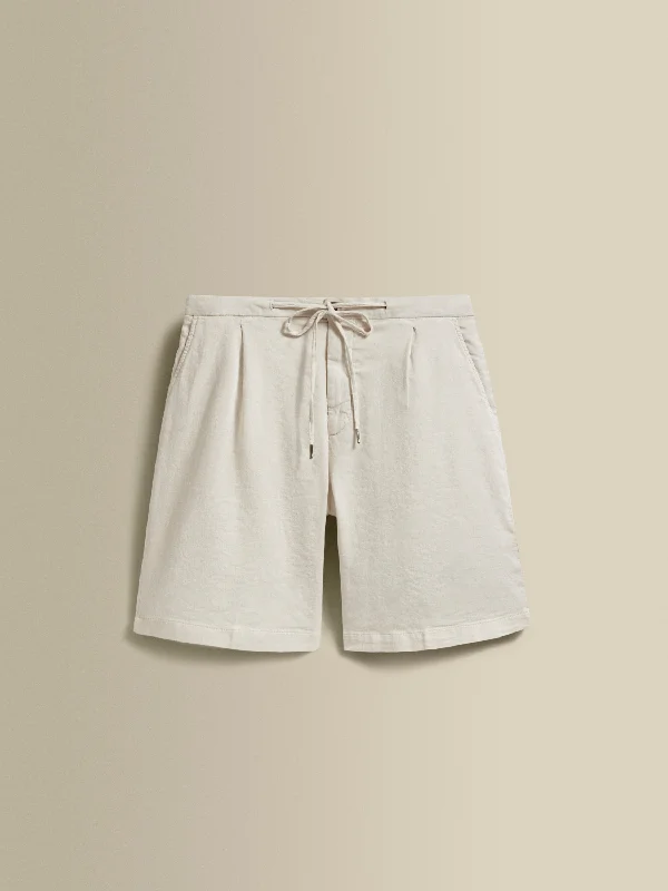 Shorts-Daily-Wear-Linen Jersey Pleated Shorts