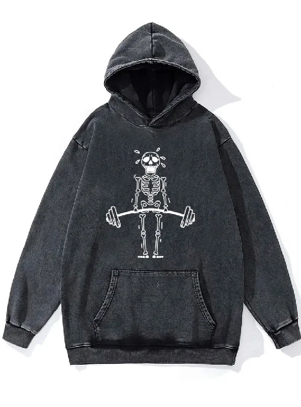 Hoodie-Pink-deadlift skeleton Washed Gym Hoodie