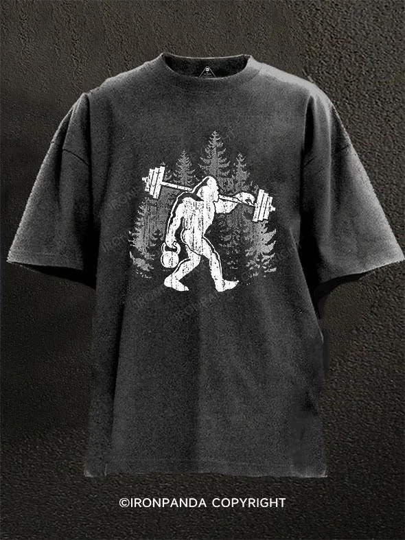 T-Shirt-School-Bigfoot Weight Lifting Washed Gym Shirt