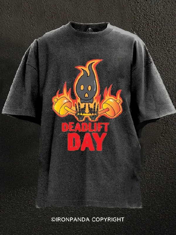 T-Shirt-Urban-Style-DEADLIFT DAY Washed Gym Shirt