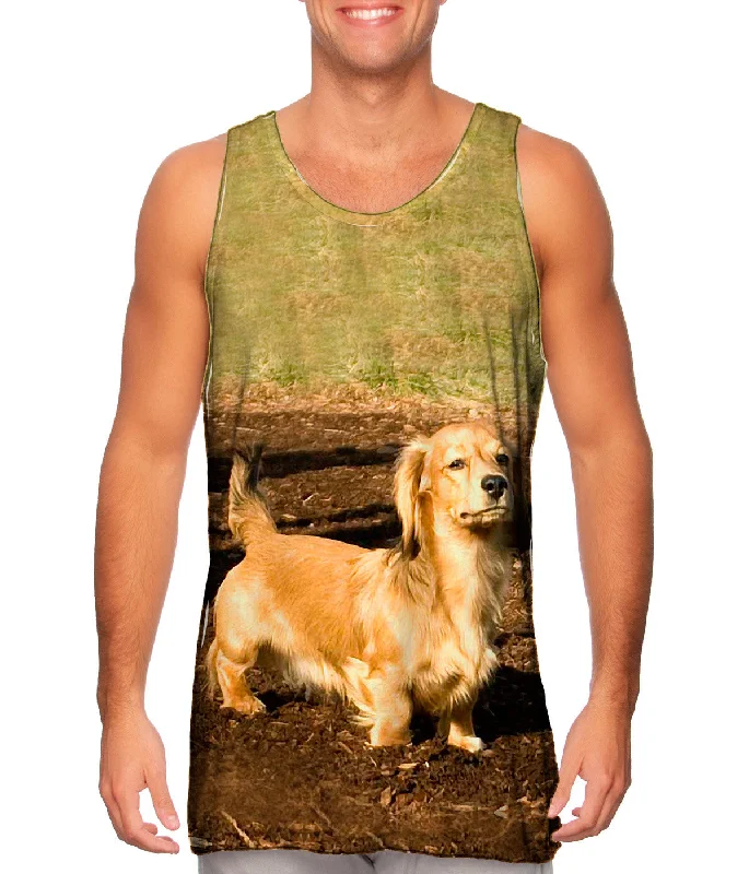 Tank-Top-Round-Neck-Dachshund Hates Mud