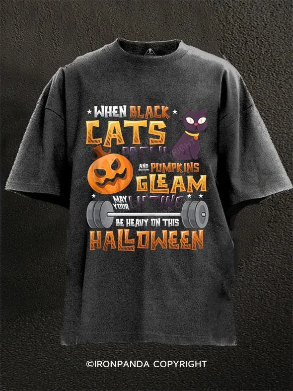 T-Shirt-Yellow-HALLOWEEN Washed Gym Shirt