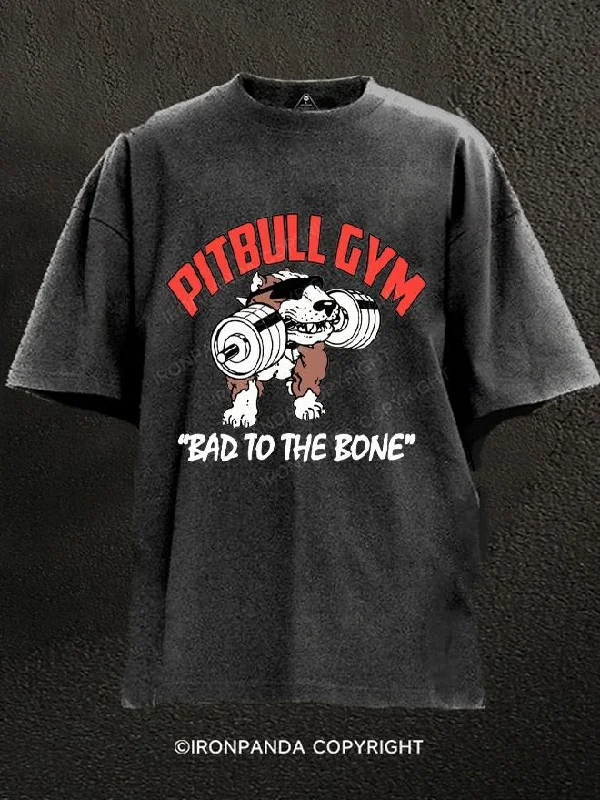 T-Shirt-Crewneck-PITBULL GYM Washed Gym Shirt