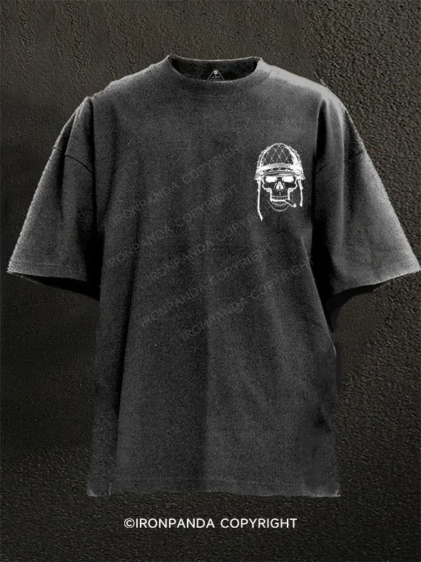 T-Shirt-Cotton-Skull Cigar Washed Gym Shirt