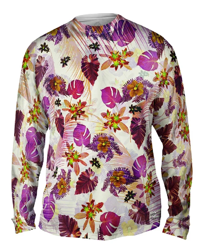 Long-Sleeve-Stretch-Aloha Pink Flowers Pink