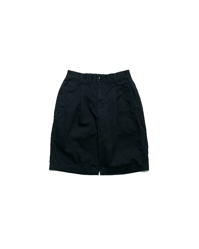 Shorts-Striped-Sage de Cret Cotton Broken Twill Wide Pleated Shorts Black