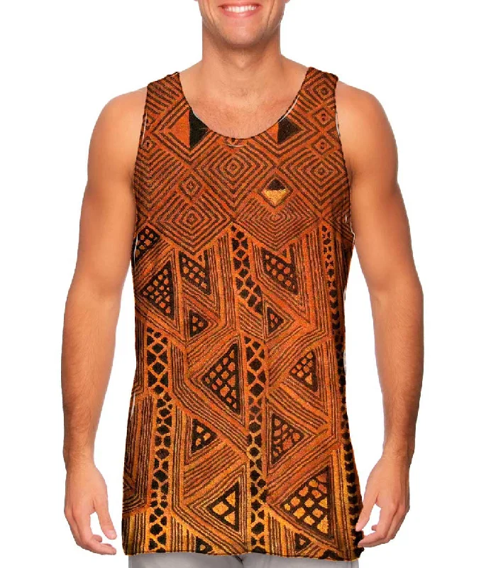 Tank-Top-Zip-Up-African Tribal Kuba Cloth Triangles