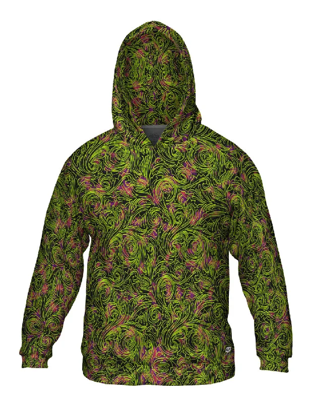 Hoodie-Regular-Fit-Autumn Me Green Leaf Swirls Pattern